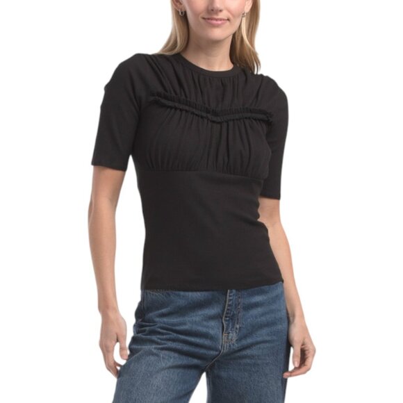 NATION Pima Cotton Blend Lilia Ruched Bust Tee - Picture 1 of 2